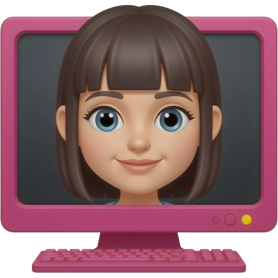chica con una computadora fucsia emoji