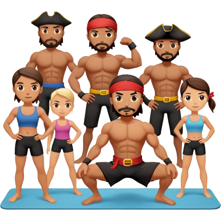 Pirates making pilates excersises emoji