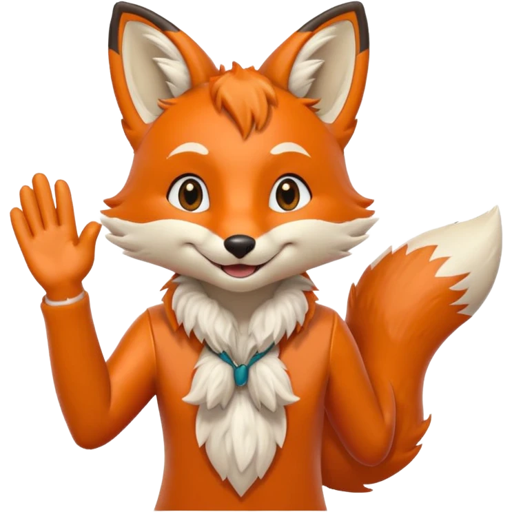 Anthro Fox waving emoji