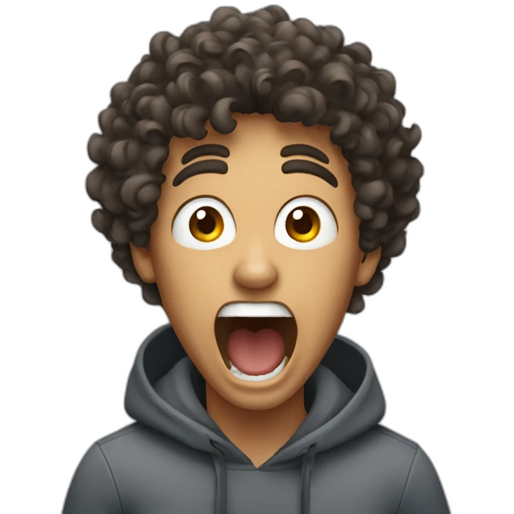 Mixed-Curly-hair-man-screaming emoji