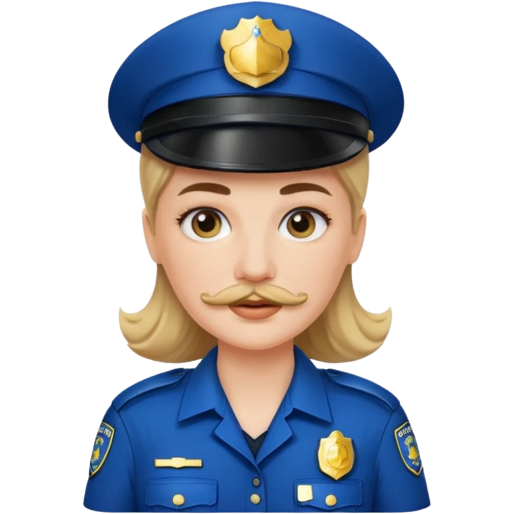 white woman with mustache wear police's uniform emoji