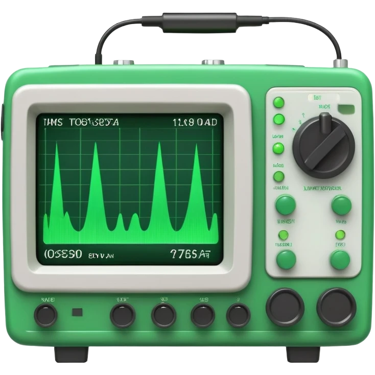 An oscilloscope device with a green waveform displayed on the screen emoji