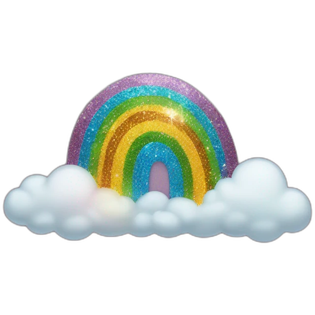 glitter rainbow with clouds emoji