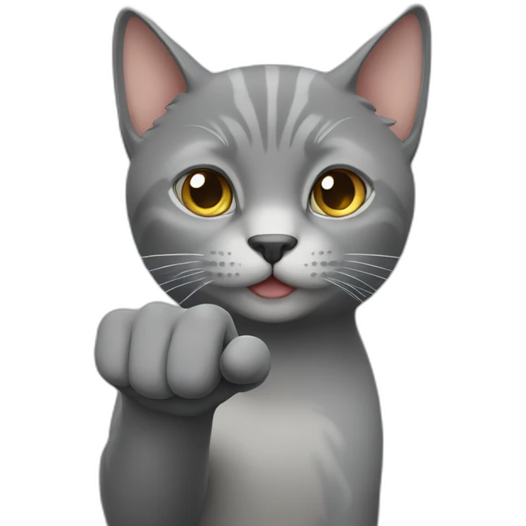 Grey cat who makes a finger of honor emoji