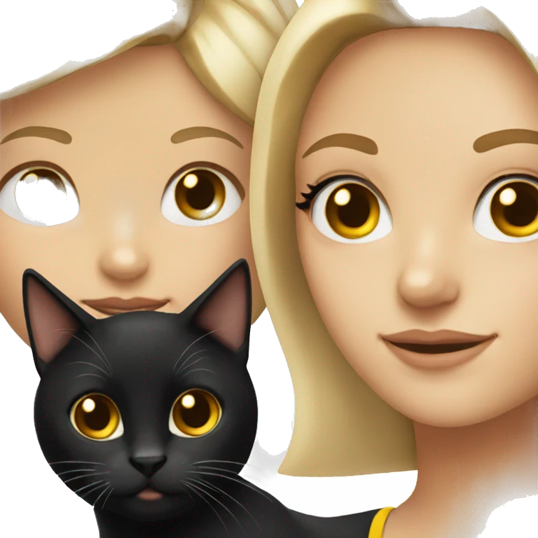 Blonde with brown eyes and a black cat with yellow eyes emoji