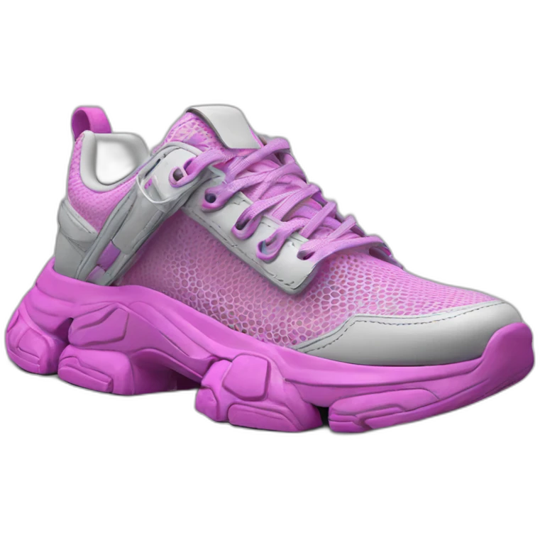 tech-loom bliss mesh pvc sneakers, surrealism, hyper aesthetic, hyper detailed, CGI, professional merchandise emoji