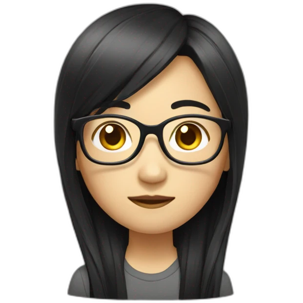 asian chinese with glasses and long black hair emoji