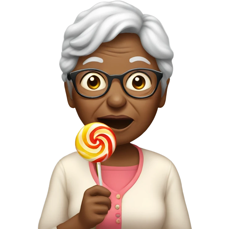 Grandma eating a lollipop  emoji