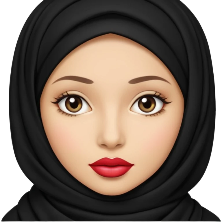 Hijabi in black hijab light skin and big lips  emoji