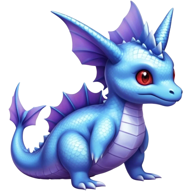 Edgy cool cute adorable Lapras-Vaporeon-creature-hybrid full body, four legs, red eyes,  emoji