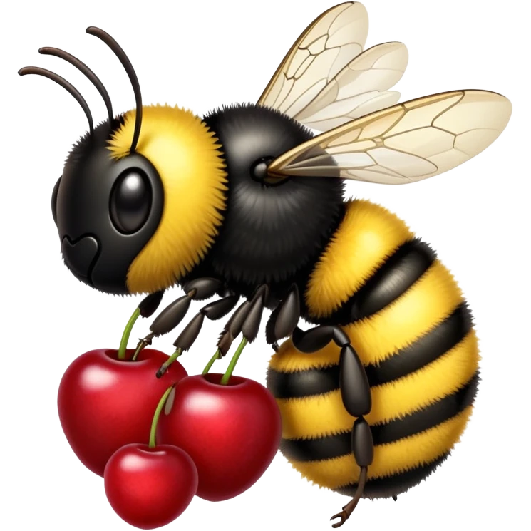 bumble bee on red cherries emoji