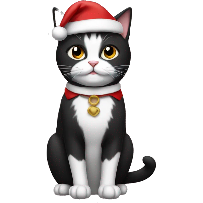 tuxedo cat wearing santa costume emoji