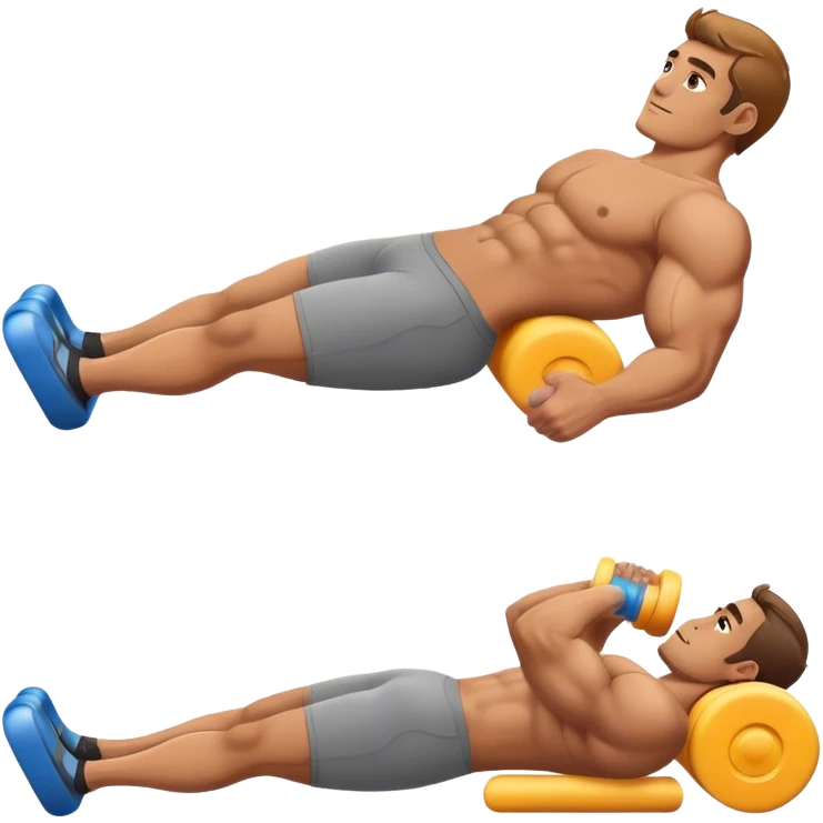 buff guy lying lats down on foam-roller emoji