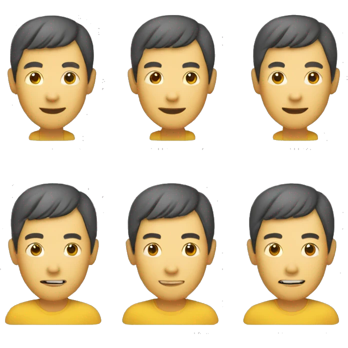 a middle age chinese man avatar, smile,no glasses,no beard,yellow t-shirt emoji