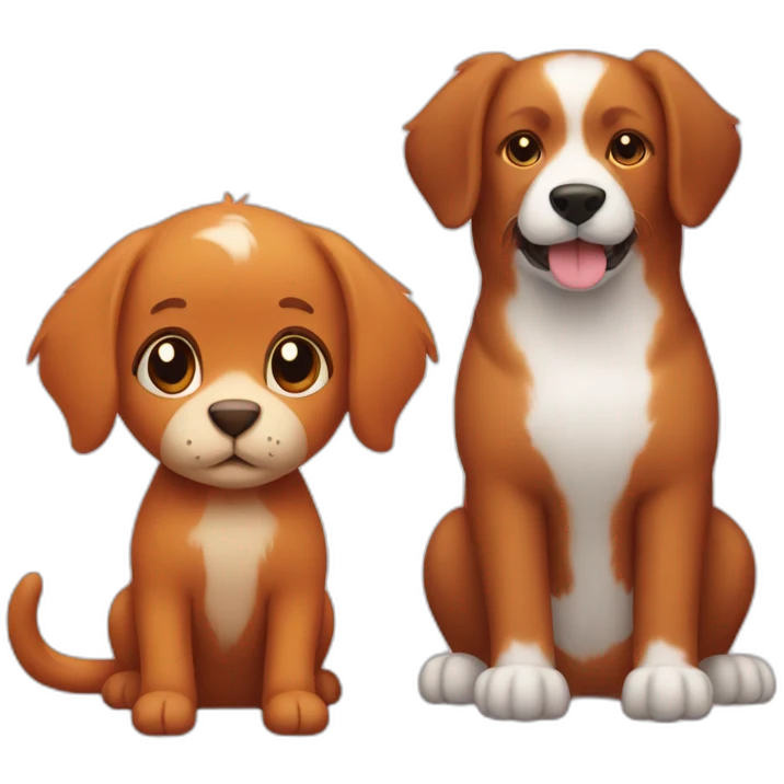 A brown furry dog and a red cat emoji
