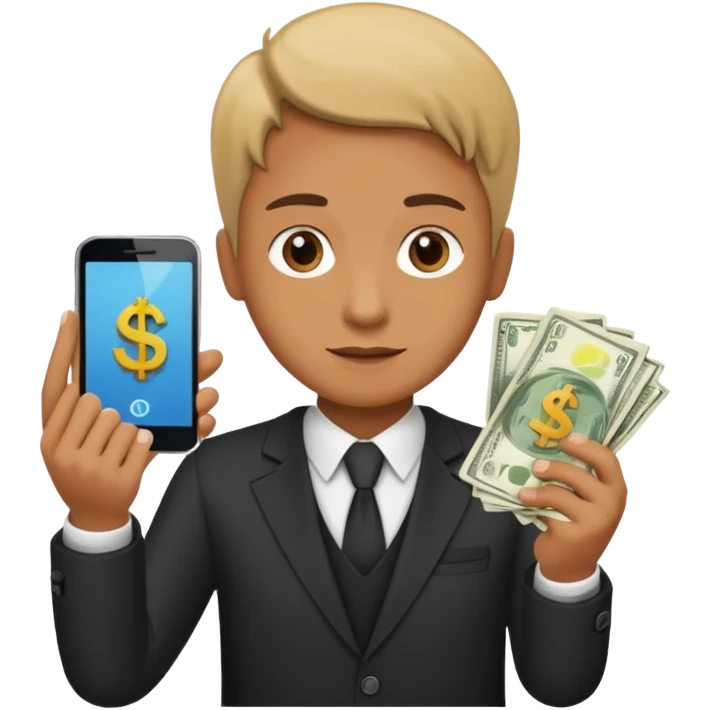 Earn money show by human with mobile.show cash flow symbol emoji