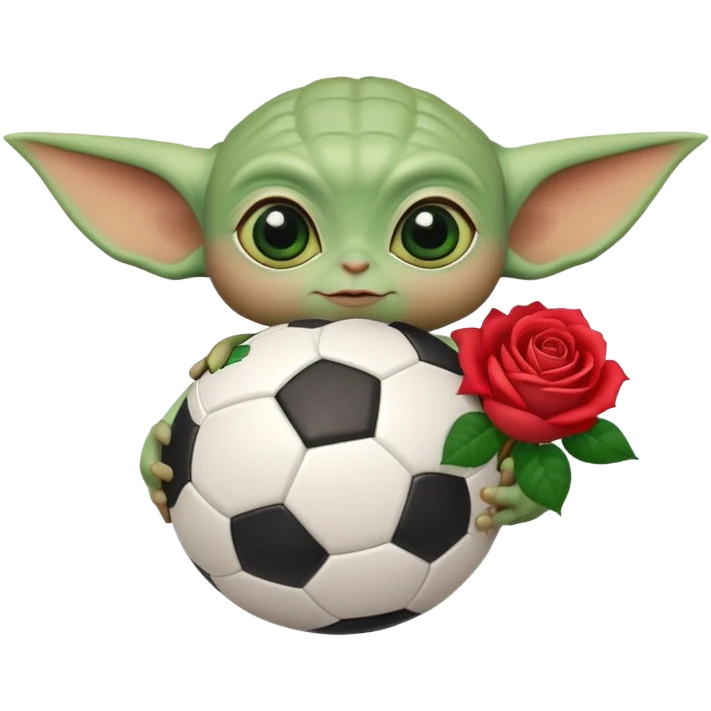 baby yoda holding soccer ball with roses emoji