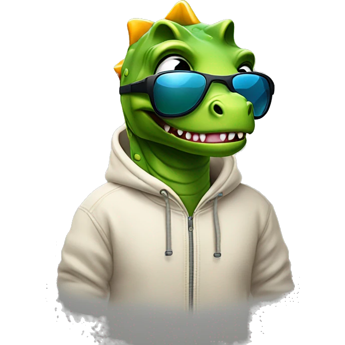 Dino mit Sonnenbrille und einem Kapuzenpulli  emoji
