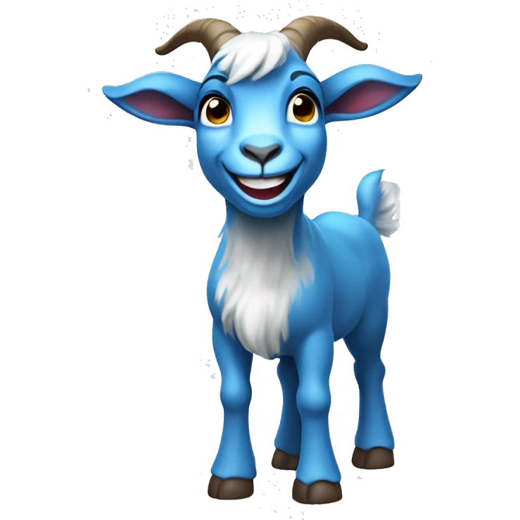 Blue goat whole body pretty smiling excited blue eyes female emoji