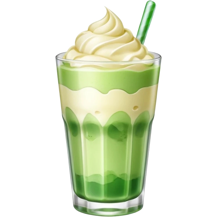 Japanese cream soda green on a glass with ice ice cream vanilla 1 scoop on top emoji