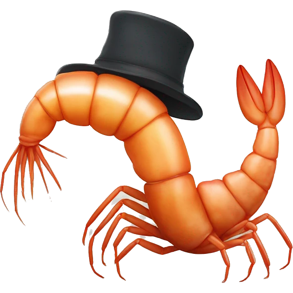 Shrimp wearing a hat emoji