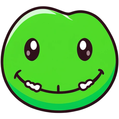 close-up of smile with bright green braces on teeth emoji