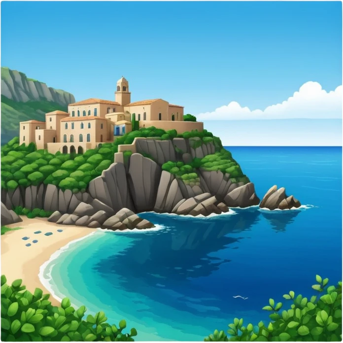 a mediterranean island seen from the sea emoji