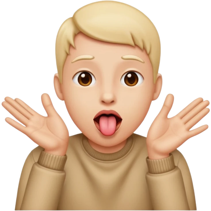 toungue out and hands pushing to the side emoji