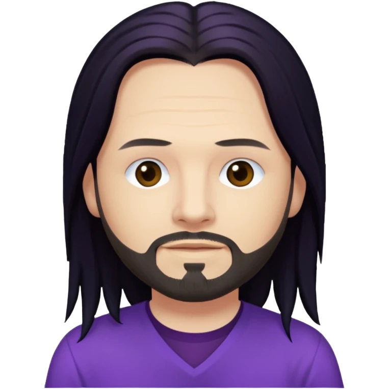 Jonathan Davis with long black hair, purple shirt emoji