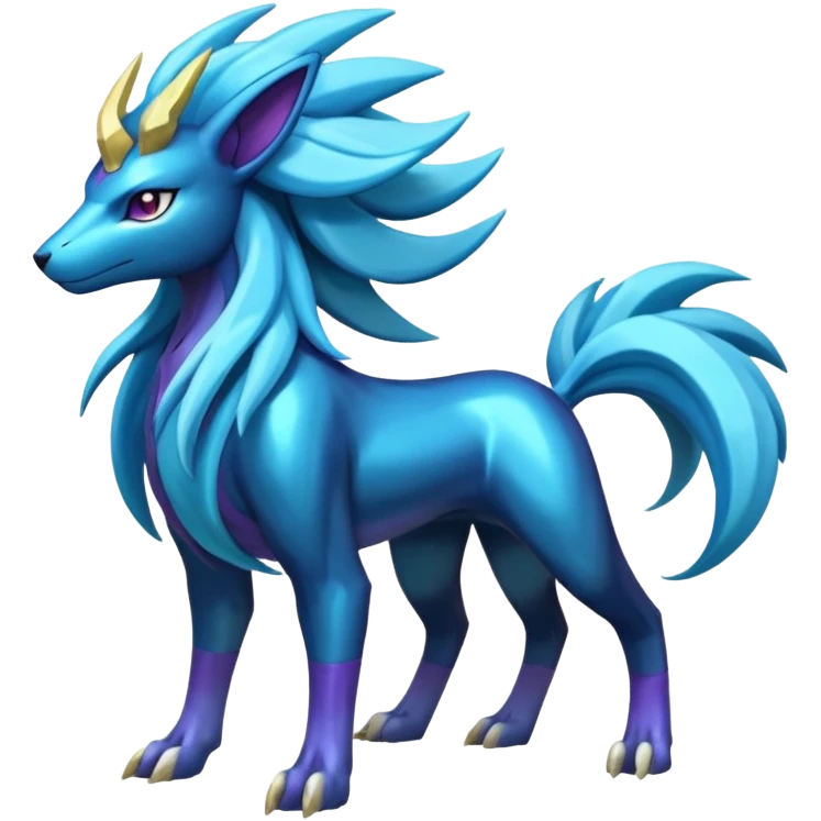 Shiny Dark Edgy Suicune-Cobalion-Manectric-Aurorus-Fakémon-hybrid-creature (full body)  emoji