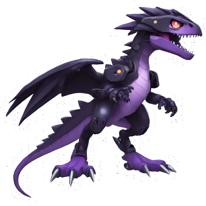  Cool Edgy Black Purple Digimon-Fakemon-Raptor-Dragon-Mecha full body emoji