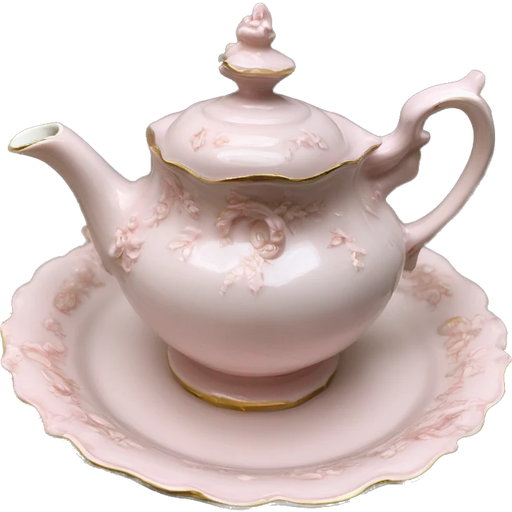 vintage rococo light pink tea set  emoji