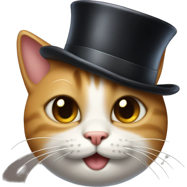 Cat smirking with a top hat emoji