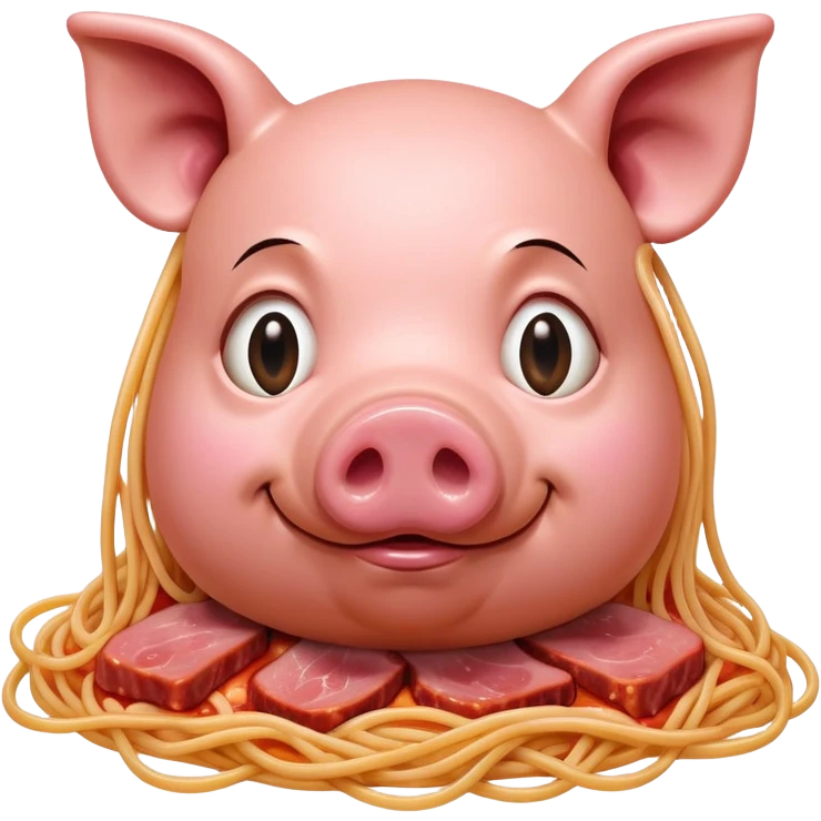  SPAM meat melted pink dripping sauce spaghetti monalisa pig face portrait emoji