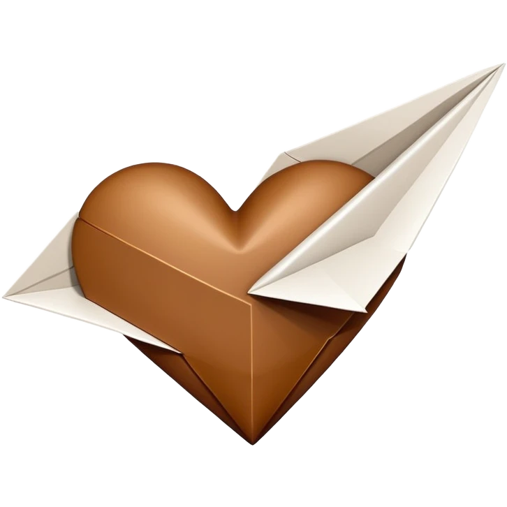 A brown heart and a white paper airplane next to it emoji