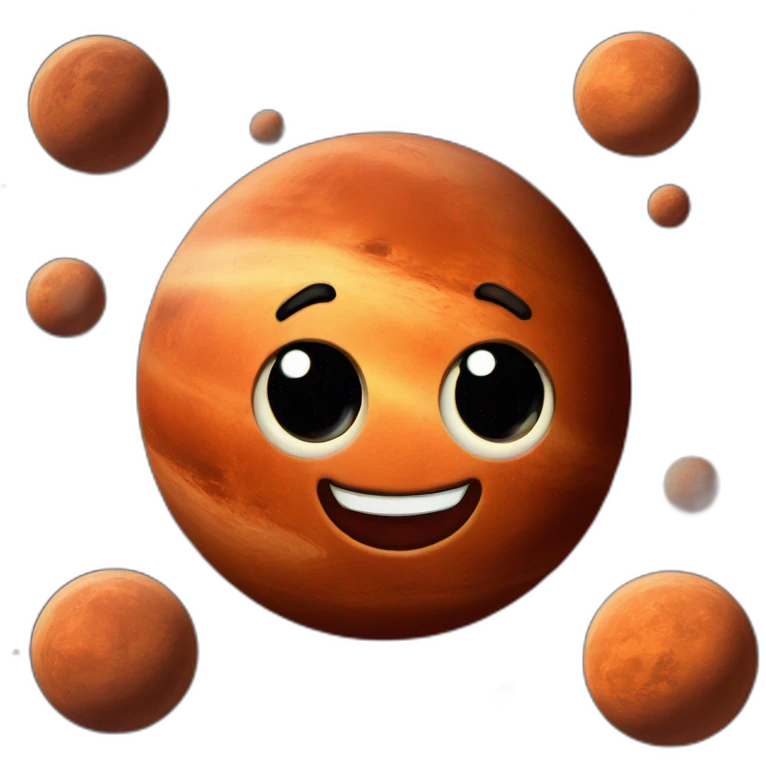 planet mars with a cartoon winking face emoji