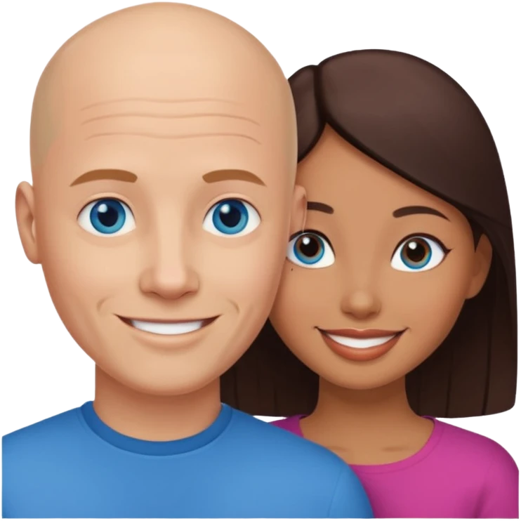 Bald white man blue eyes in love with Filipina woman emoji