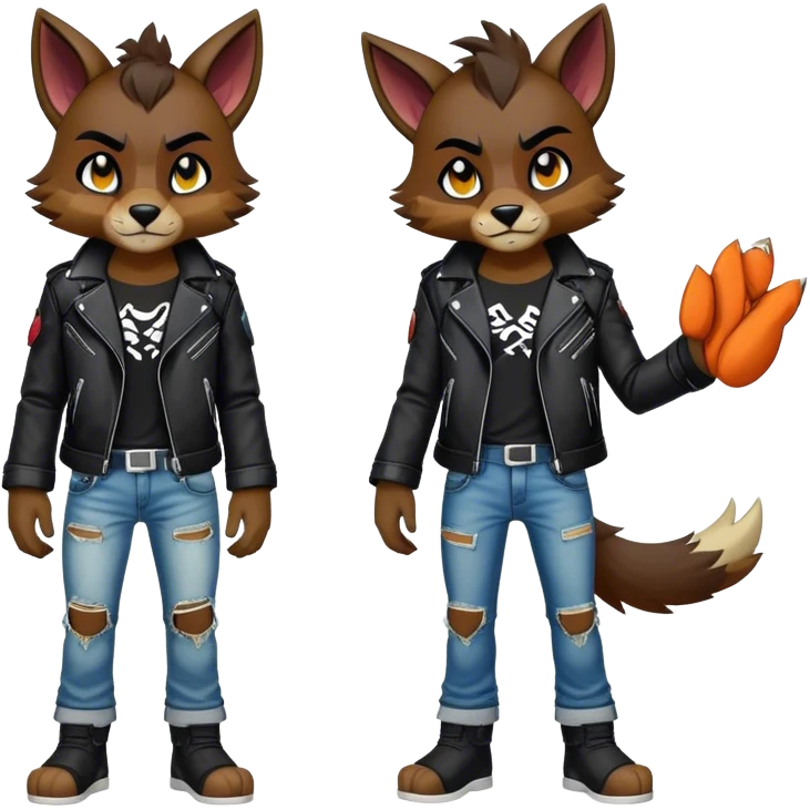 Edgy colorful anthro fursona Fakemon full body emoji
