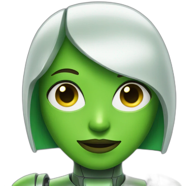 green robot girl emoji