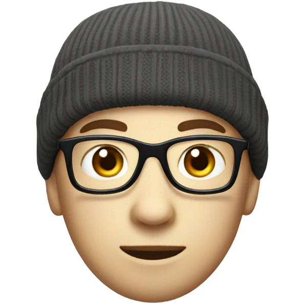 nerd with a beanie white skin emoji