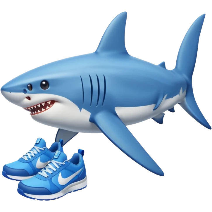 A shark with blue Nike shoes emoji