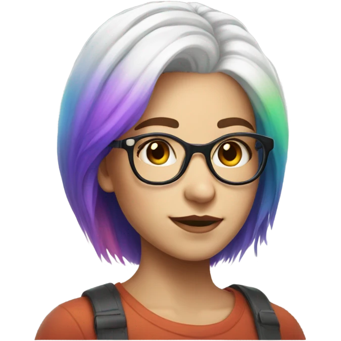 girl in glasses rainbow hair portrait white short hair emoji