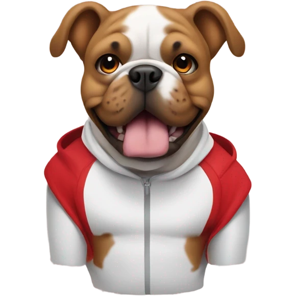 Bull dog wearing red hoodie  emoji