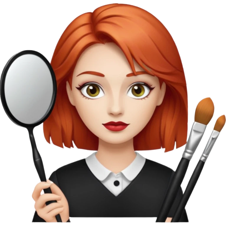 red-haired eyebrow artist with makeup brushes emoji