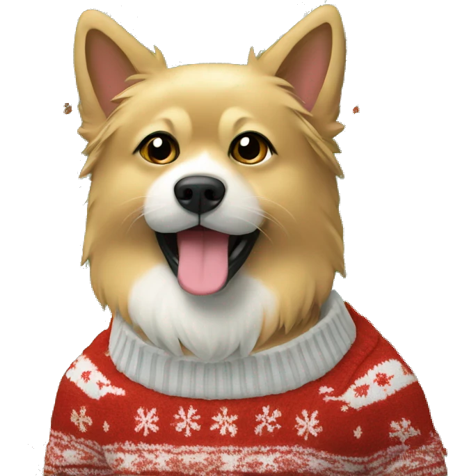Zwergspitz wearing christmas Sweater  emoji