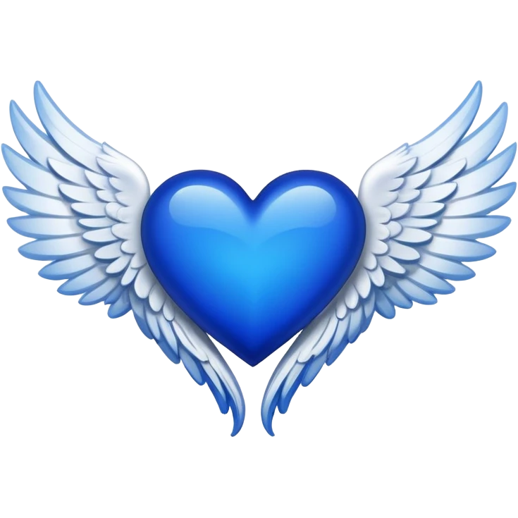 A black left angel wing a white right angel ring with a royal blue heart in the middle emoji