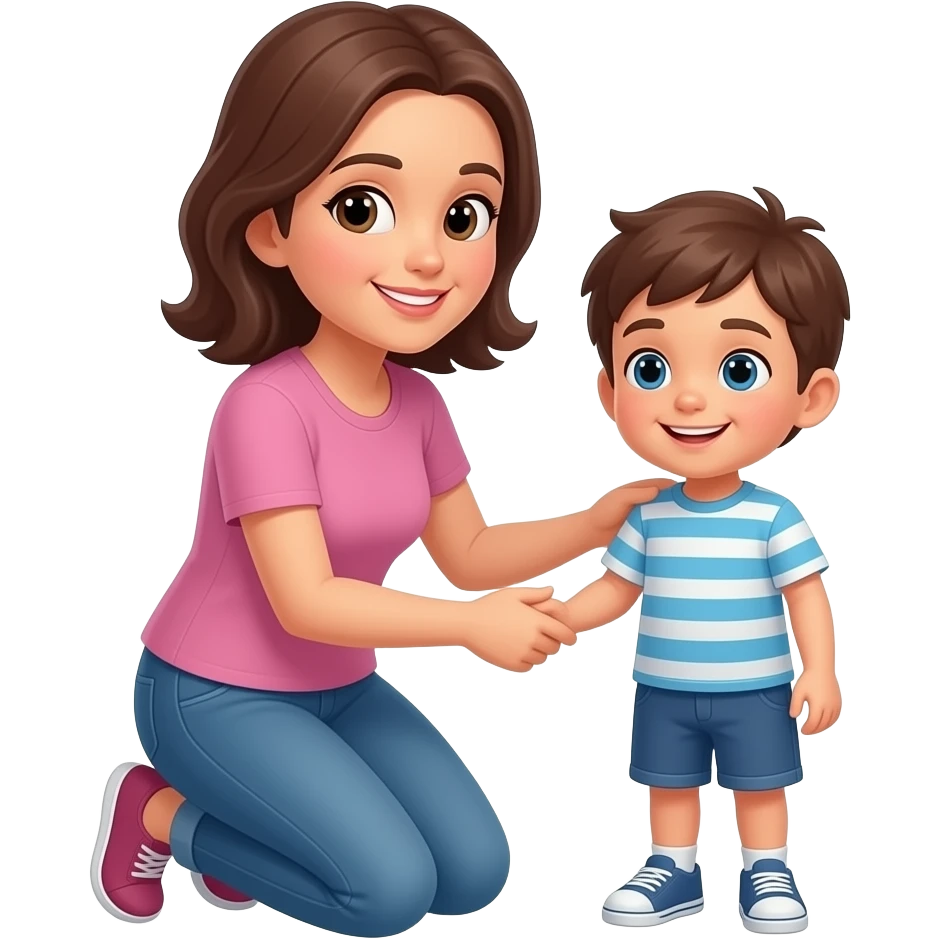 Mom kneeling down to child emoji