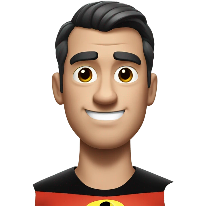 Realistic Mr incredible head with haircut and straight face emoji