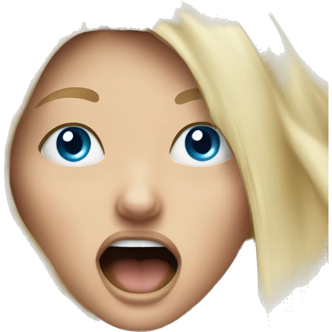 Screaming blonde girl blue eyes emoji