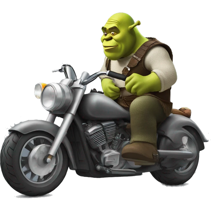 shrek with a motorcycle emoji